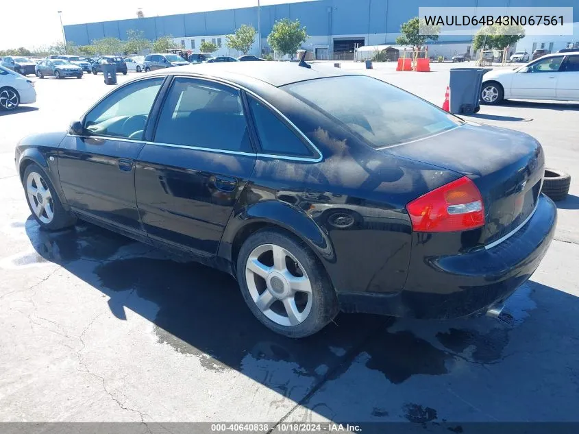 2003 Audi A6 2.7T VIN: WAULD64B43N067561 Lot: 40640838