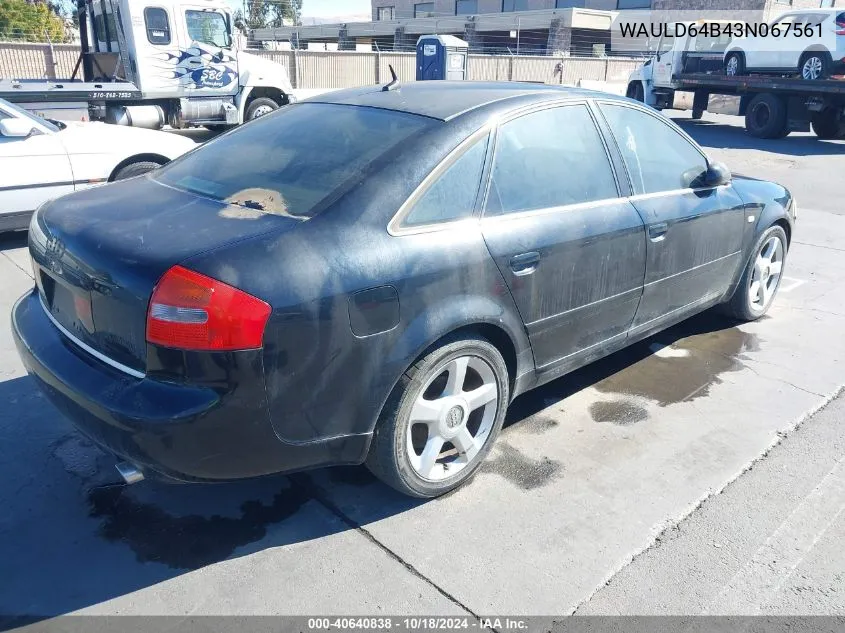 2003 Audi A6 2.7T VIN: WAULD64B43N067561 Lot: 40640838