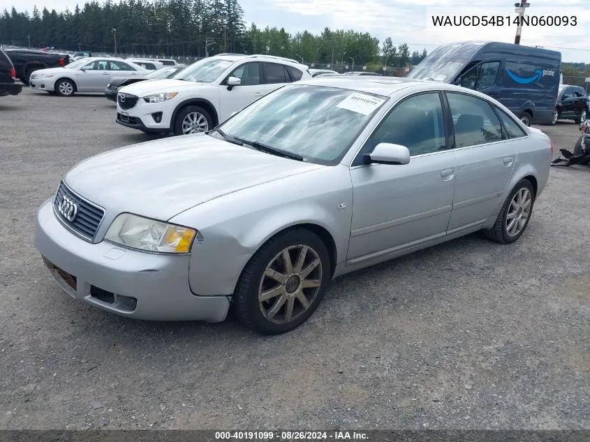 2004 Audi A6 2.7T S-Line VIN: WAUCD54B14N060093 Lot: 40191099