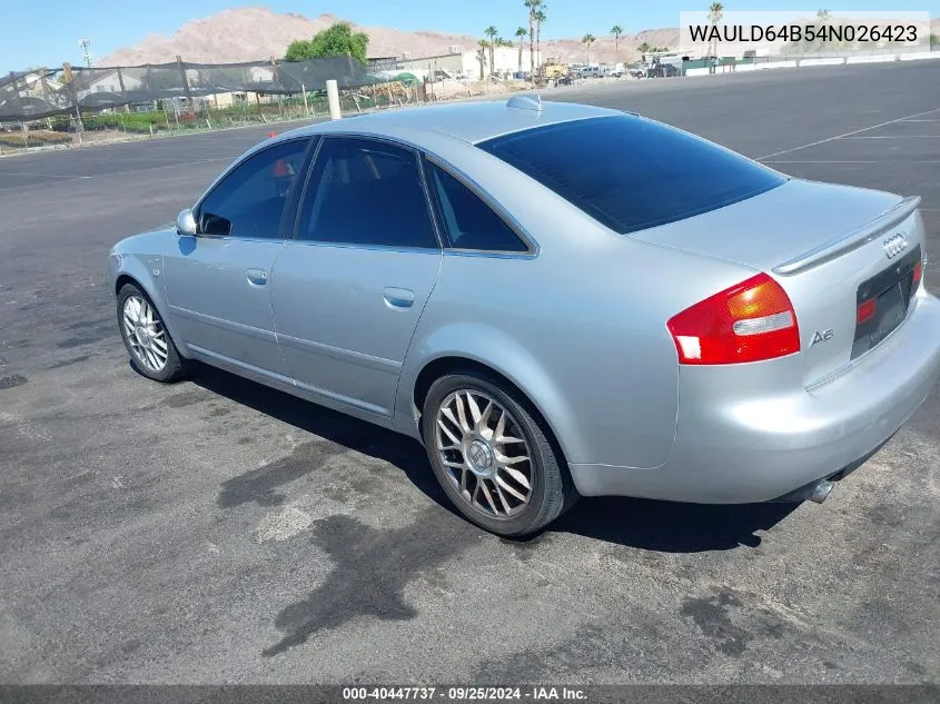 2004 Audi A6 2.7T VIN: WAULD64B54N026423 Lot: 40447737