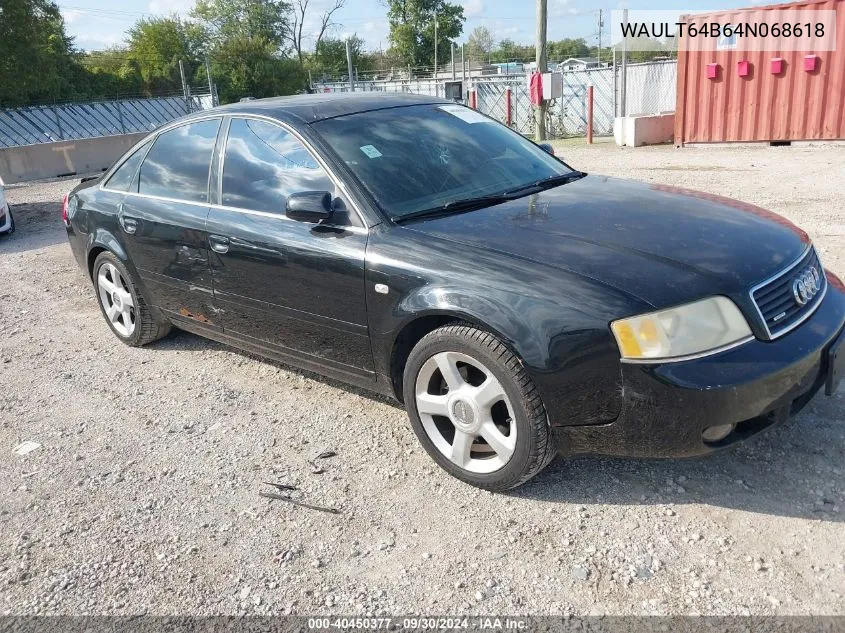 2004 Audi A6 3.0 VIN: WAULT64B64N068618 Lot: 40450377