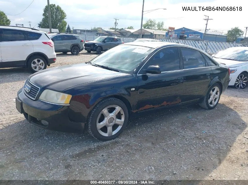 2004 Audi A6 3.0 VIN: WAULT64B64N068618 Lot: 40450377