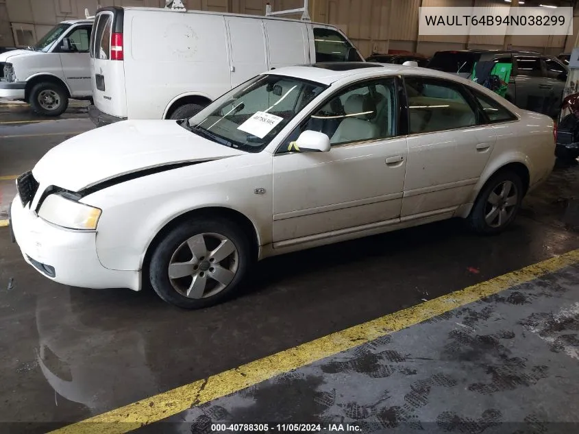 2004 Audi A6 3.0 VIN: WAULT64B94N038299 Lot: 40788305