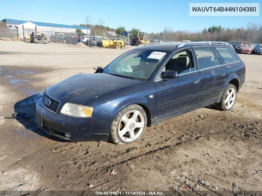 2004 Audi A6 Avant VIN: WAUVT64B44N104380 Lot: 40799671