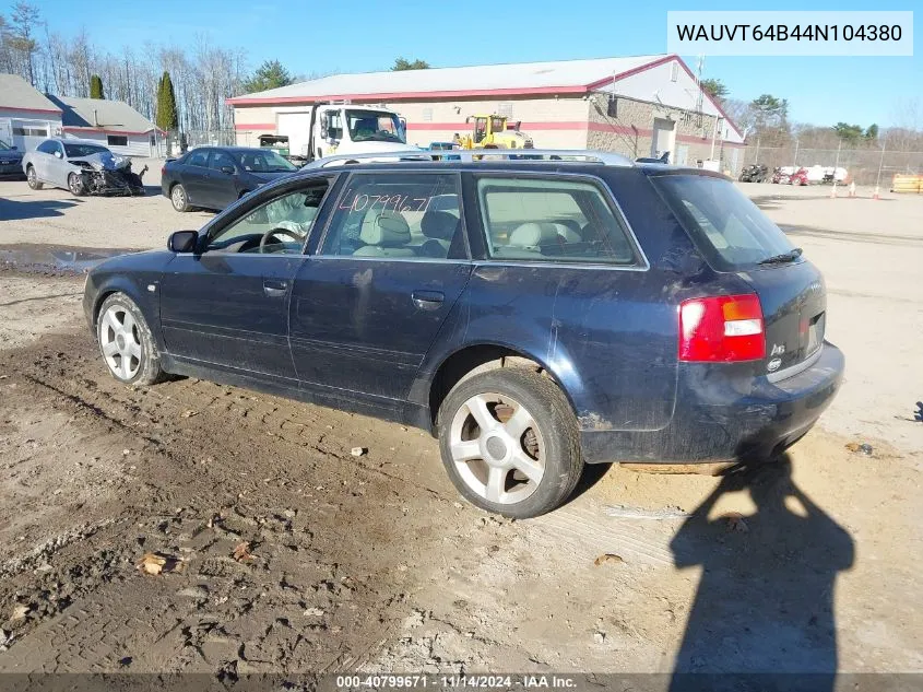 2004 Audi A6 Avant VIN: WAUVT64B44N104380 Lot: 40799671