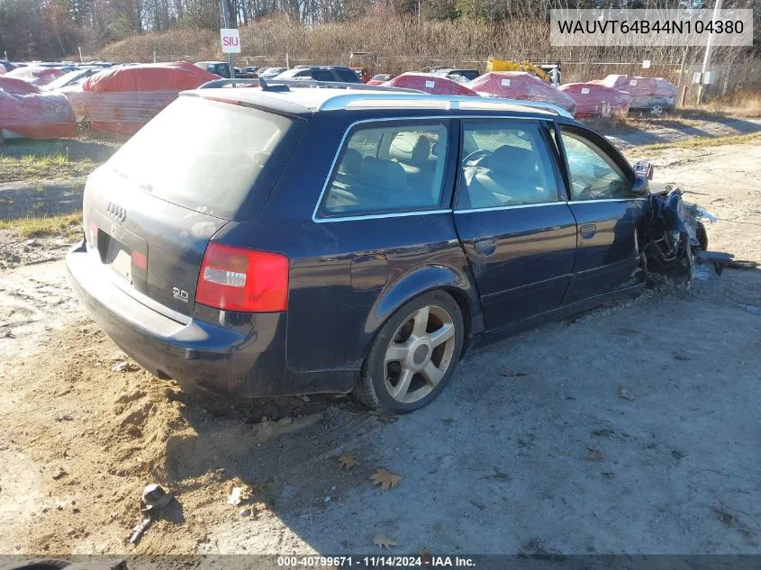 2004 Audi A6 Avant VIN: WAUVT64B44N104380 Lot: 40799671