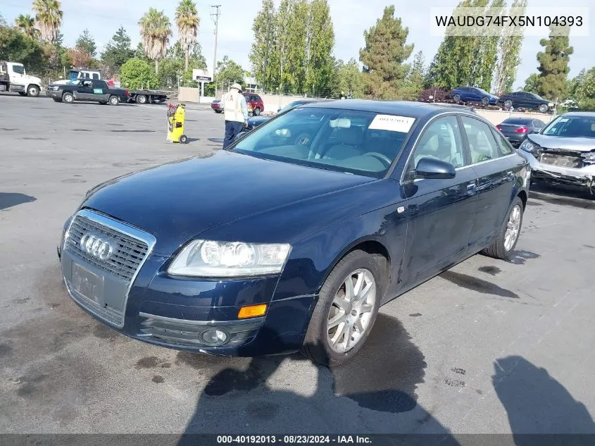 2005 Audi A6 3.2 VIN: WAUDG74FX5N104393 Lot: 40192013