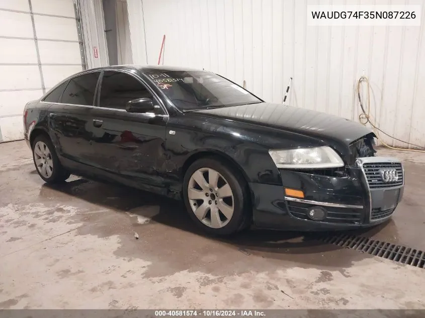 2005 Audi A6 3.2 VIN: WAUDG74F35N087226 Lot: 40581574