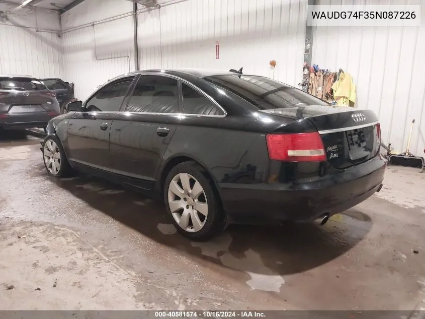 2005 Audi A6 3.2 VIN: WAUDG74F35N087226 Lot: 40581574