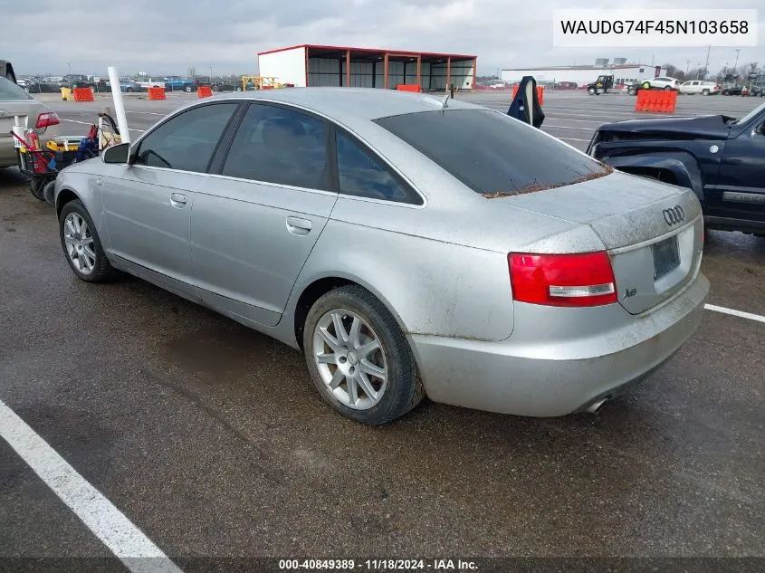 2005 Audi A6 3.2 VIN: WAUDG74F45N103658 Lot: 40849389