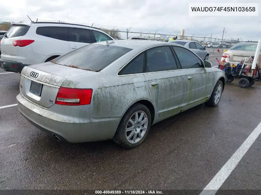 2005 Audi A6 3.2 VIN: WAUDG74F45N103658 Lot: 40849389