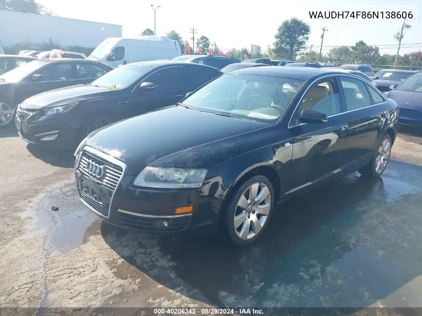 2006 Audi A6 3.2 VIN: WAUDH74F86N138606 Lot: 40206342