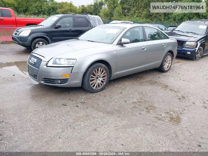 2006 Audi A6 3.2 VIN: WAUDH74F76N181964 Lot: 40433268