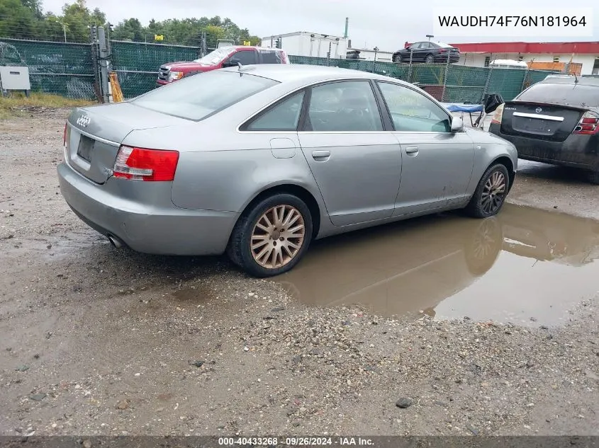 2006 Audi A6 3.2 VIN: WAUDH74F76N181964 Lot: 40433268