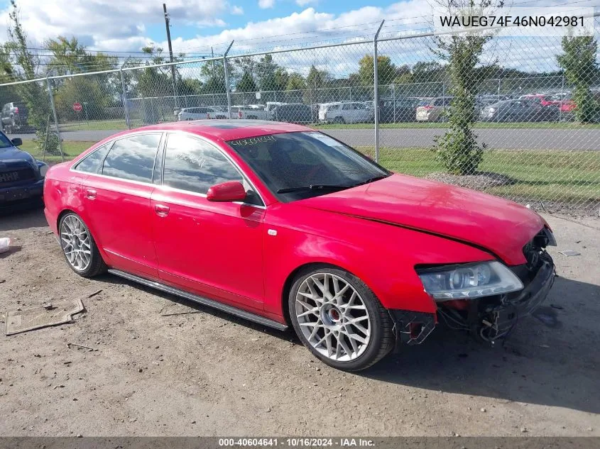 2006 Audi A6 3.2 VIN: WAUEG74F46N042981 Lot: 40604641