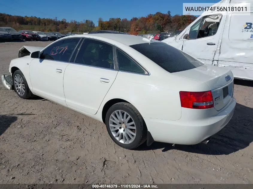 2006 Audi A6 3.2 VIN: WAUDH74F56N181011 Lot: 40746379