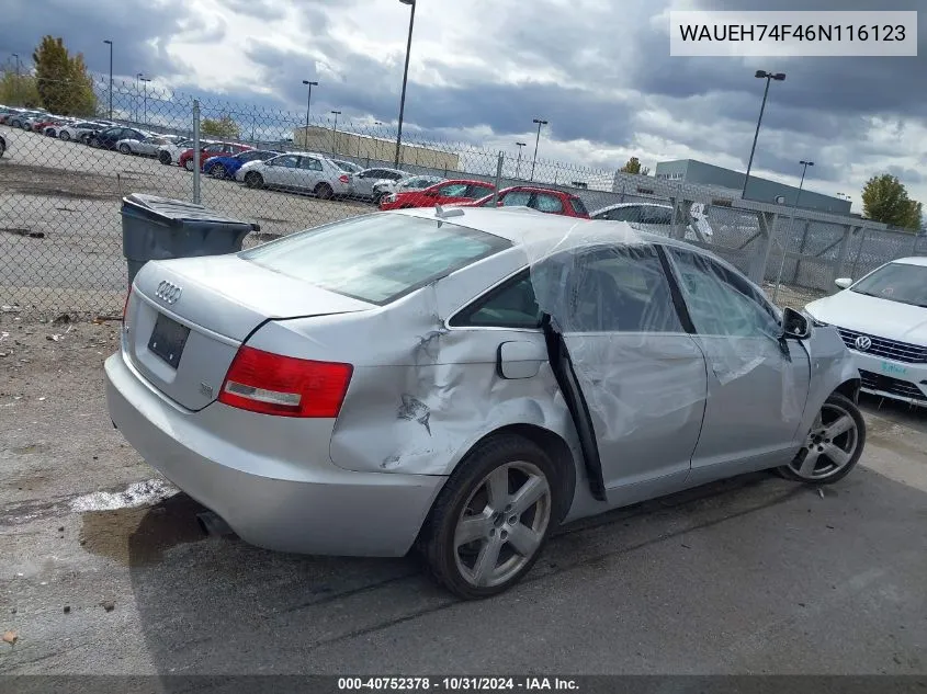 2006 Audi A6 3.2 VIN: WAUEH74F46N116123 Lot: 40752378