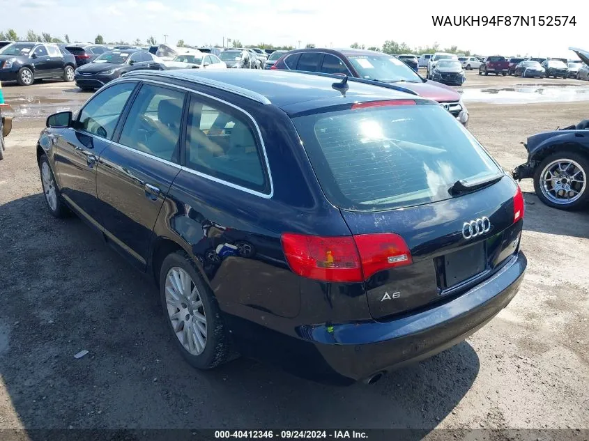 WAUKH94F87N152574 2007 Audi A6 Avant Quattro