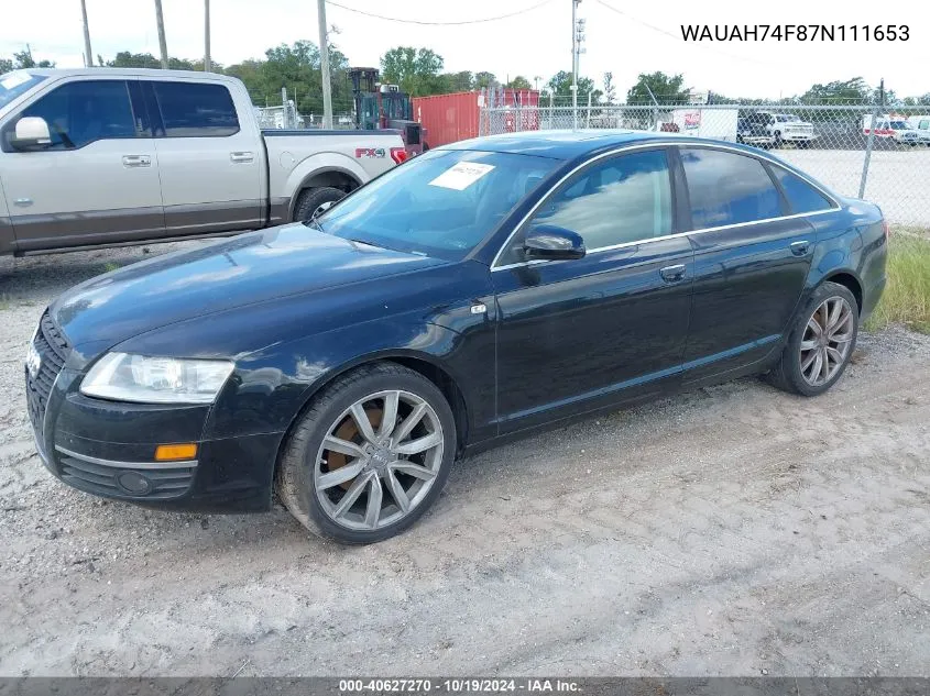 2007 Audi A6 3.2 VIN: WAUAH74F87N111653 Lot: 40627270