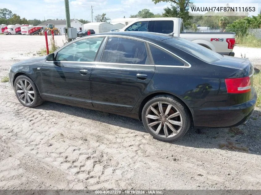 2007 Audi A6 3.2 VIN: WAUAH74F87N111653 Lot: 40627270