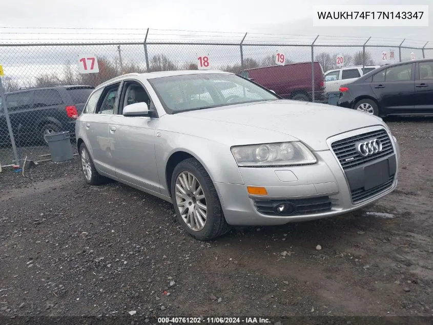 2007 Audi A6 3.2 Avant VIN: WAUKH74F17N143347 Lot: 40761202