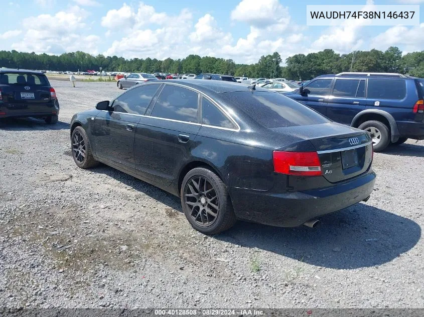 2008 Audi A6 3.2 VIN: WAUDH74F38N146437 Lot: 40128508