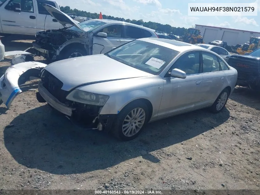 2008 Audi A6 3.2 VIN: WAUAH94F38N021579 Lot: 40150543