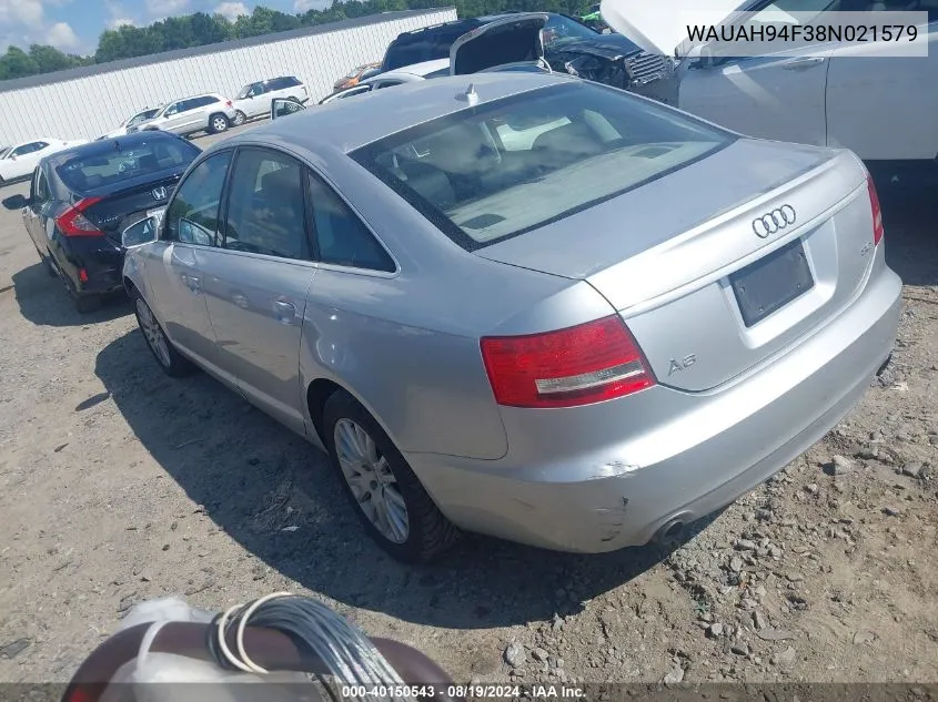 2008 Audi A6 3.2 VIN: WAUAH94F38N021579 Lot: 40150543