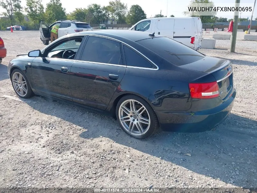 2008 Audi A6 3.2 VIN: WAUDH74FX8N040695 Lot: 40171574