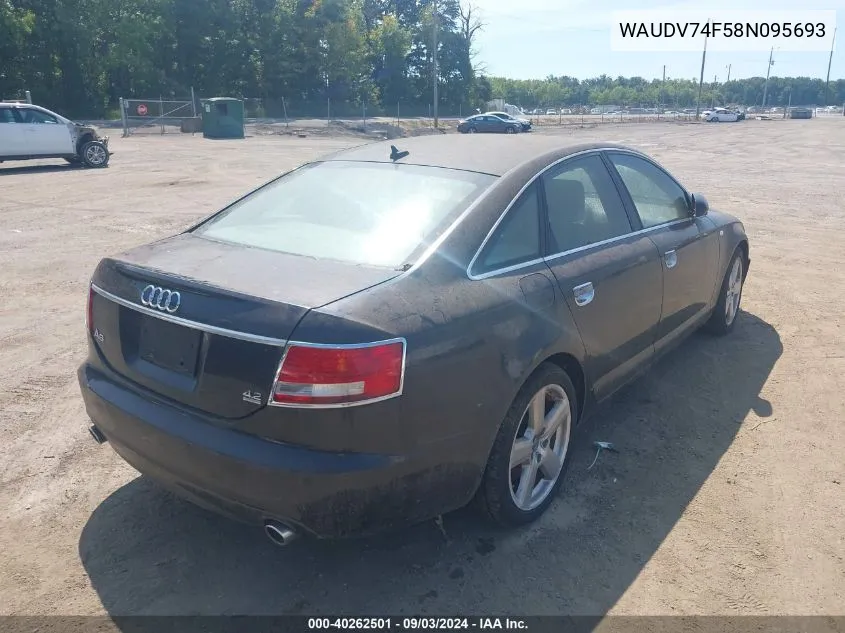 2008 Audi A6 4.2 VIN: WAUDV74F58N095693 Lot: 40262501