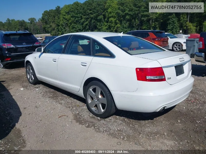 2008 Audi A6 3.2 VIN: WAUDH74F78N052755 Lot: 40285403