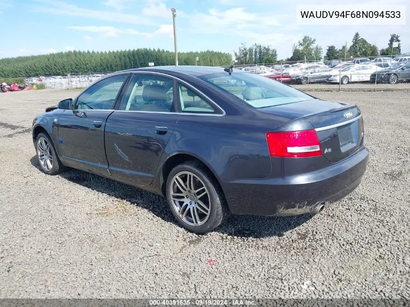 2008 Audi A6 4.2 VIN: WAUDV94F68N094533 Lot: 40391635