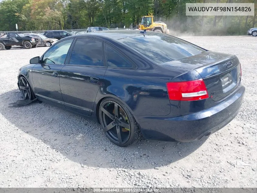 2008 Audi A6 4.2 VIN: WAUDV74F98N154826 Lot: 40484643