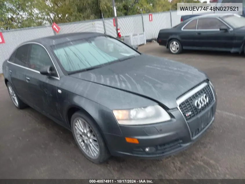 2008 Audi A6 4.2 VIN: WAUEV74F48N027521 Lot: 40574911