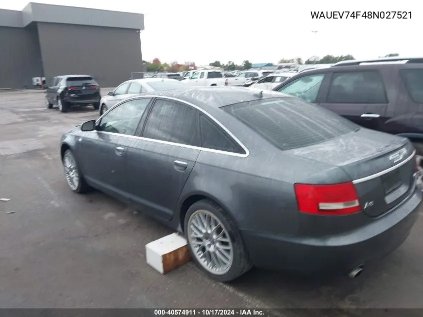 2008 Audi A6 4.2 VIN: WAUEV74F48N027521 Lot: 40574911