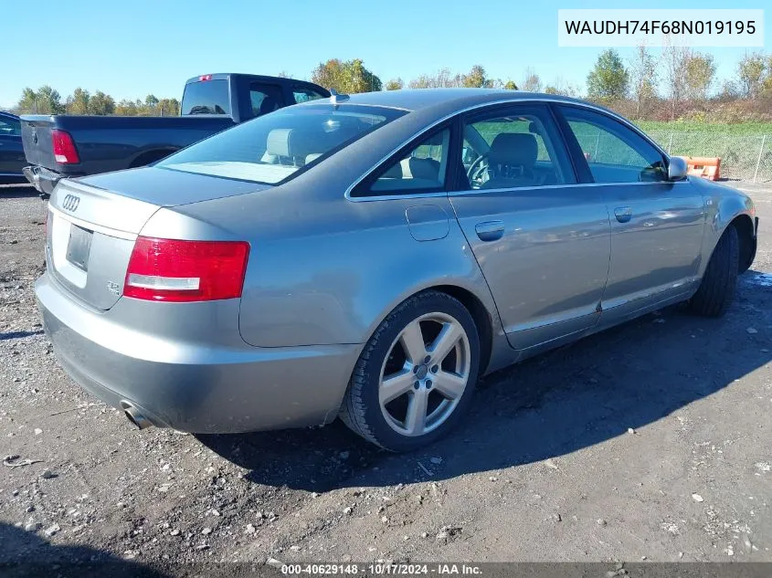 2008 Audi A6 3.2 VIN: WAUDH74F68N019195 Lot: 40629148