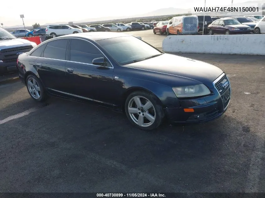 2008 Audi A6 3.2 VIN: WAUAH74F48N150001 Lot: 40730899