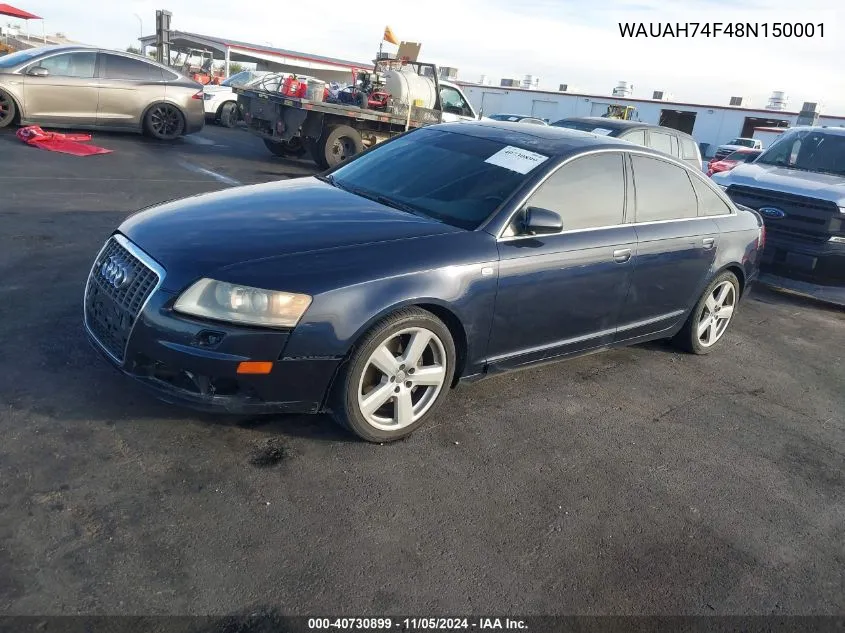 2008 Audi A6 3.2 VIN: WAUAH74F48N150001 Lot: 40730899