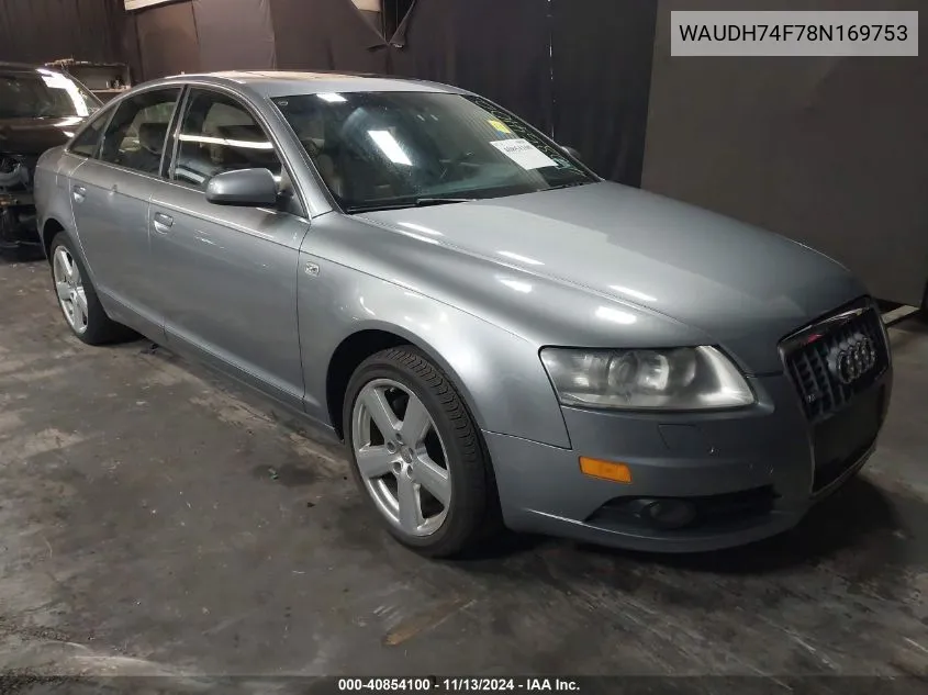 2008 Audi A6 3.2 VIN: WAUDH74F78N169753 Lot: 40854100