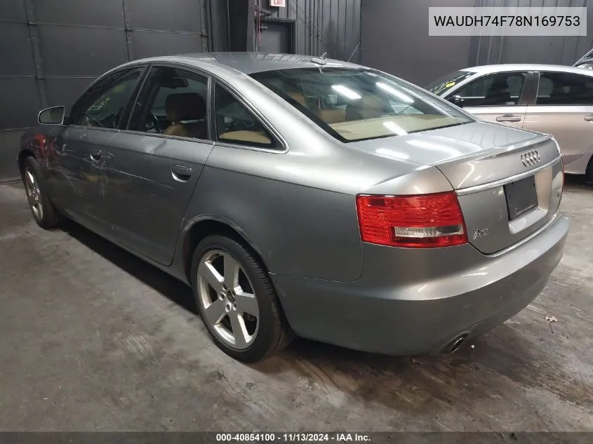 2008 Audi A6 3.2 VIN: WAUDH74F78N169753 Lot: 40854100