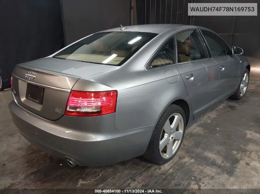 2008 Audi A6 3.2 VIN: WAUDH74F78N169753 Lot: 40854100