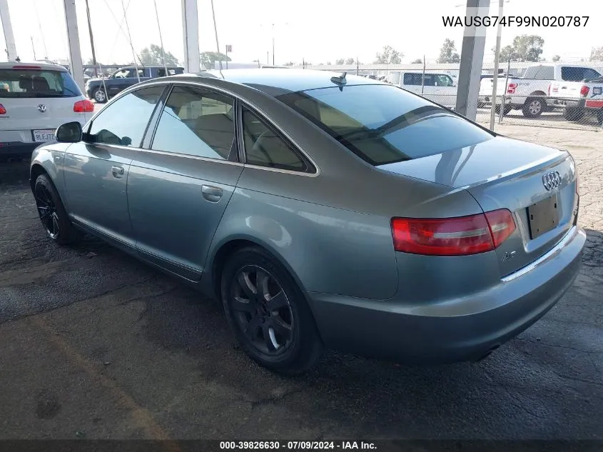 2009 Audi A6 3.0 Premium VIN: WAUSG74F99N020787 Lot: 39826630