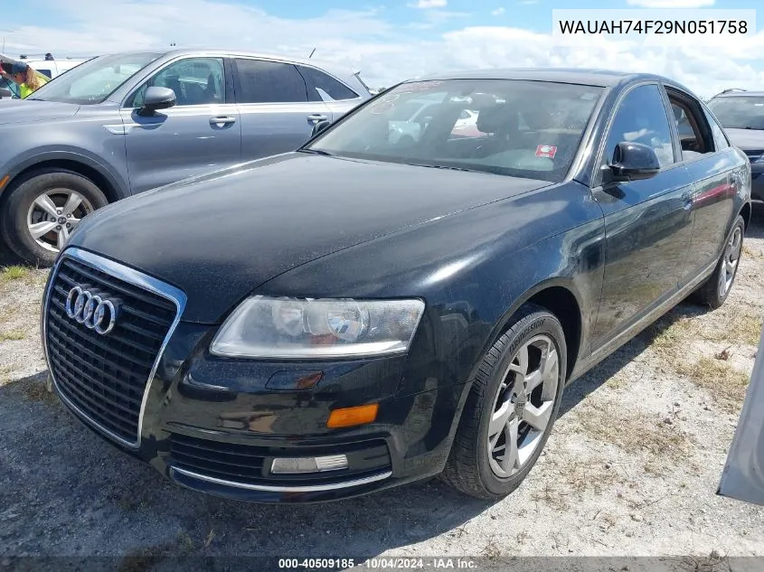 2009 Audi A6 3.2 Premium VIN: WAUAH74F29N051758 Lot: 40509185