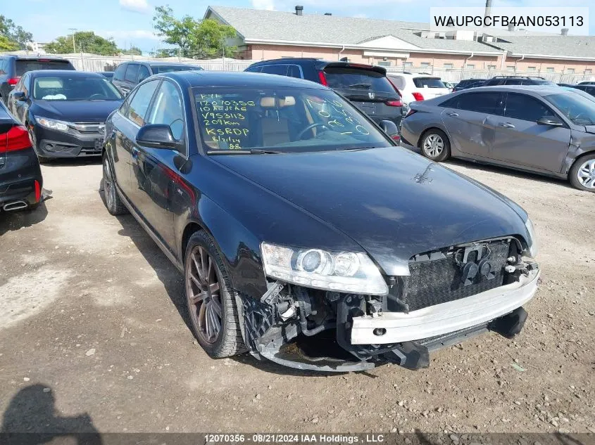 2010 Audi A6 VIN: WAUPGCFB4AN053113 Lot: 12070356