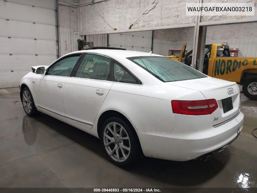 2010 Audi A6 3.0 Premium VIN: WAUFGAFBXAN003218 Lot: 39448583