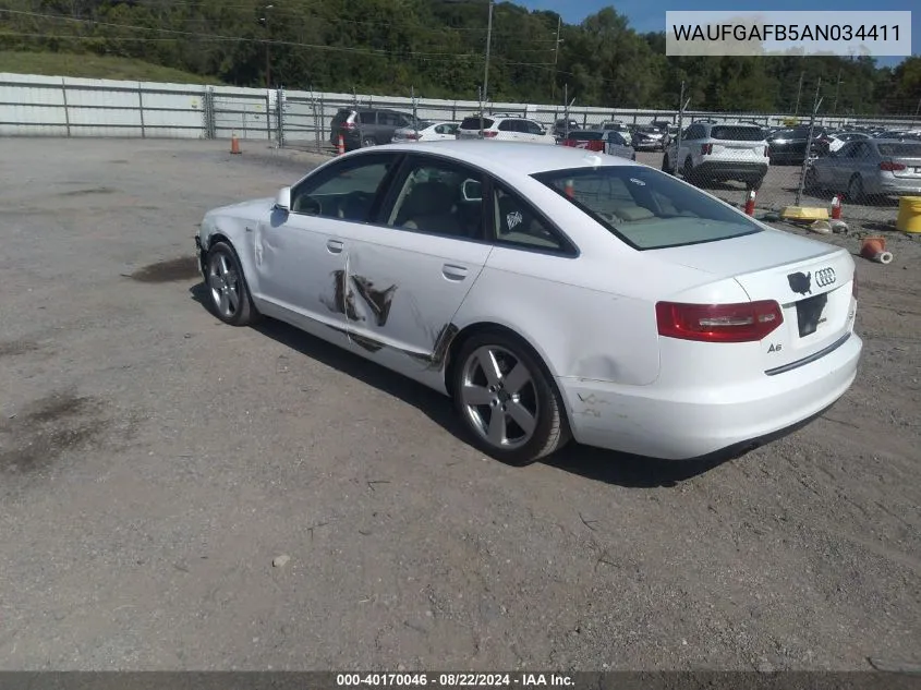 2010 Audi A6 3.0 Premium VIN: WAUFGAFB5AN034411 Lot: 40170046