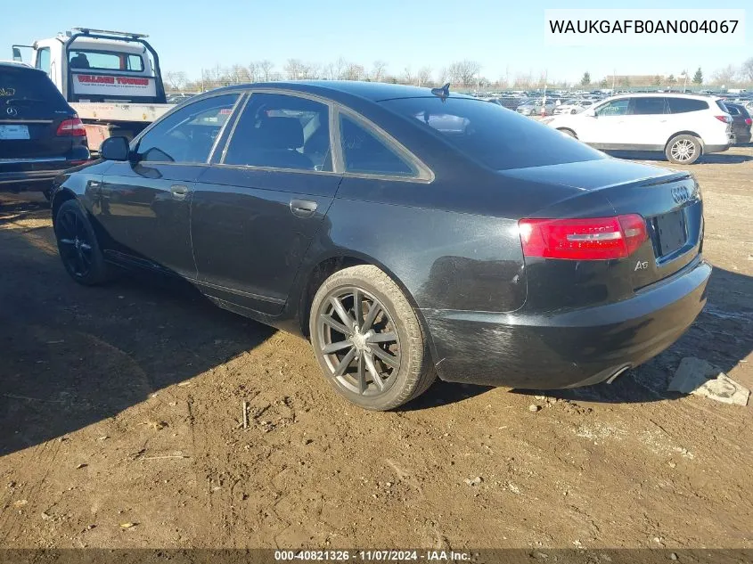 2010 Audi A6 3.0 Premium VIN: WAUKGAFB0AN004067 Lot: 40821326