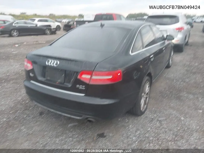 2011 Audi A6 VIN: WAUBGCFB7BN049424 Lot: 12081082