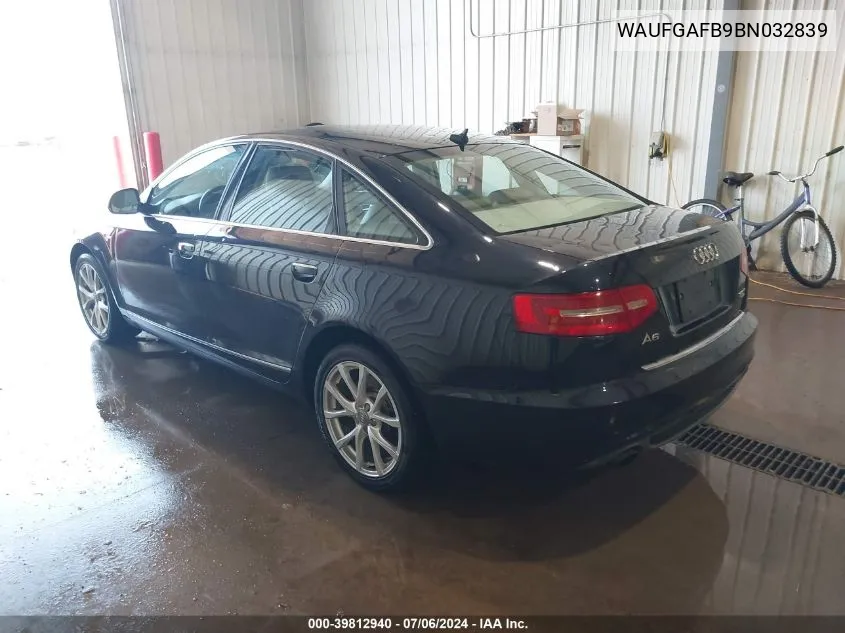 2011 Audi A6 3.0 Premium VIN: WAUFGAFB9BN032839 Lot: 39812940