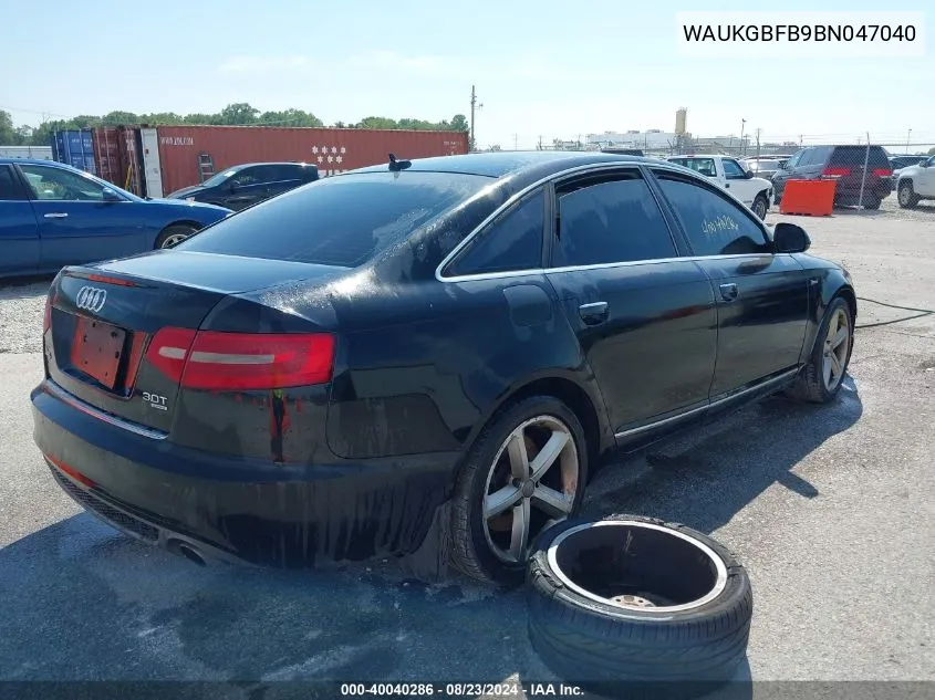 WAUKGBFB9BN047040 2011 Audi A6 3.0 Premium